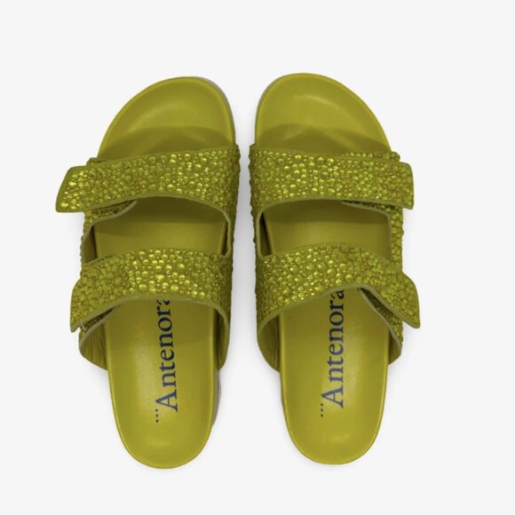 Crystal footbed sandals, handmade in Italy, 7.5,8,8.5,9 - Picture 1 of 2